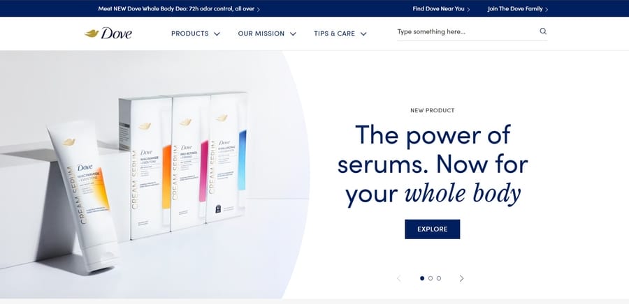 Dove website screenshot