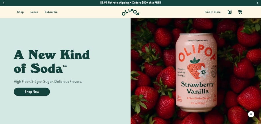 Olipop website screenshot