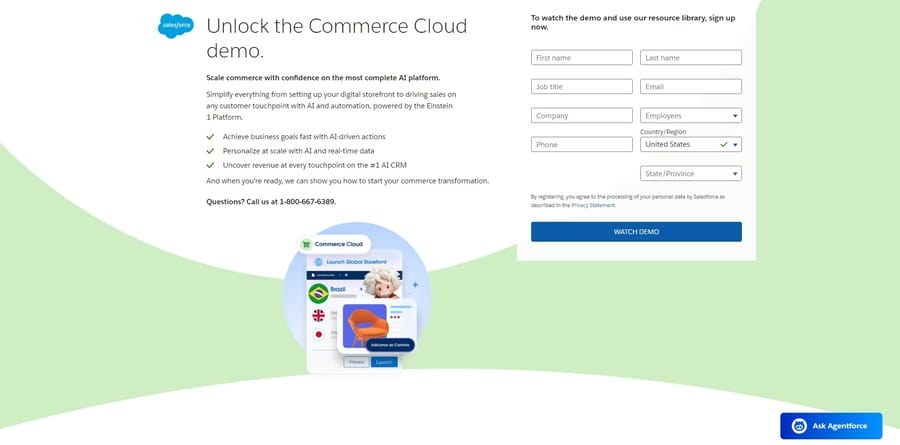 Salesforce Commerce website screenshot
